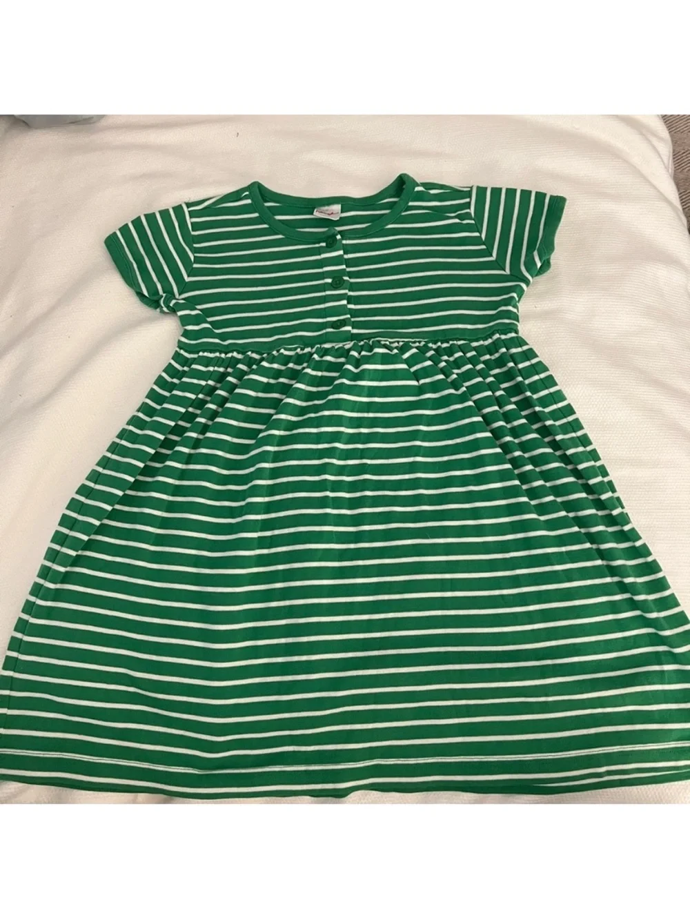 Hanna Andersson Girls' Pink and Green Striped Short-Sleeve Cotton Dress Duo